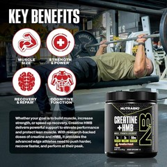 NutraBio Creatine + HMB- Creatine Monohydrate with HMB Powder for Muscle Growth