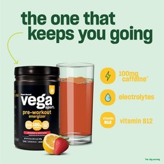 Vega Sport Pre-Workout Energizer Berry, Plant Based Pre Workout Powder