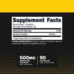 Primaforce Agmatine Sulfate 500mg, 90 Capsules – Non-GMO, Gluten Free Supplement