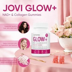 Jovi Glow+ NAD+ & Collagen Gummies, Multi-Type Hydrolyzed Collagen Peptides, Res