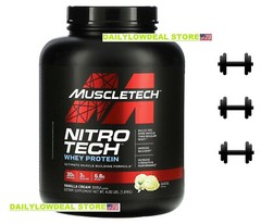 Muscletech NitroTech, Whey Peptides & Isolate Primary Vanilla 4 LB EXP: 03/2026