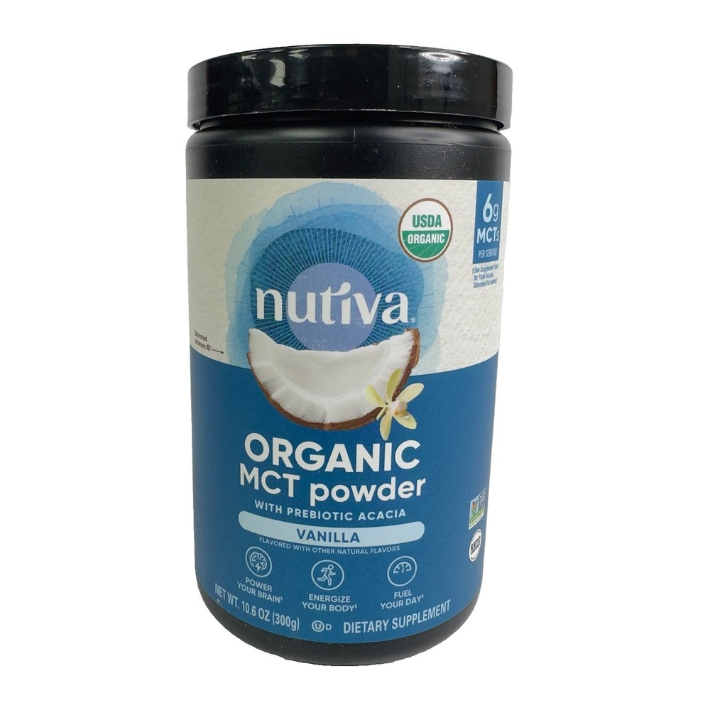 NUTIVA Organic MCT Powder Vanilla w/ Prebiotic Acacia 10.6 OZ BB 12/26 SHIP FREE