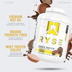 RYSE Loaded Protein Powder – Peanut Butter Cup – 54 Servings 4.6 Lb Pack of 3