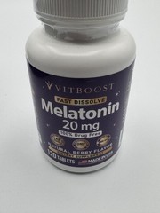Vitboost Melatonin 20mg Fast Dissolve 120 Tablets Natural Berry Flavor New
