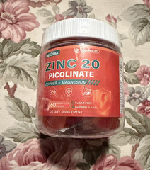 Zinc Picolinate Gummies, Chelated Organic Zinc 20mg + Copper 2mg Supplements