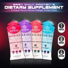 NewTrition 17,000mg Marine Collagen Protein Shots – 22 Amino Acids – B12 – 24 Ct