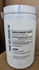 RAW Nutrition Creatine Monohydrate Powder, Unflavored, 510g 100 Servings 01/2026