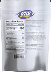 NOW Sports Organic Pumpkin Seed Protein Powder 10G, Non-Gmo, Unflavored, 1-Pound