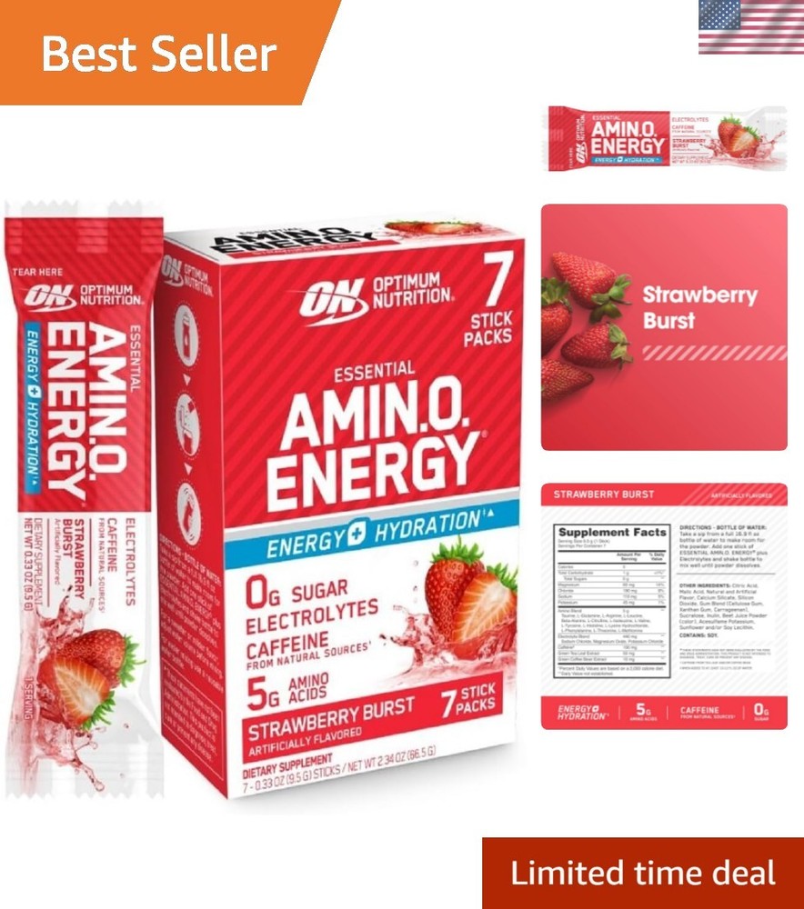 Optimum Nutrition Essential Amino Energy Plus – 7 Pack Strawberry Electrolytes