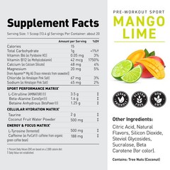 Kaged Sport Pre Workout Powder for Men & Women, Mango Lime, Sport Certified,