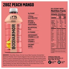 BodyArmor L Yte Electrolyte Drink Peach Mango 28 Fl Oz Pack Coconut Water Sports