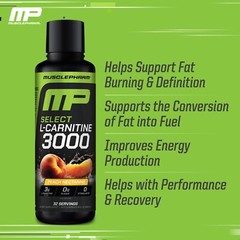 MusclePharm High Performance Liquid L-Carnitine 3000 Peach Nectarine 32 Servings