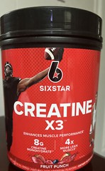 Six Star Creatine X3 Enhances Muscles & Strength, Fruit Punch – 2.18 lbs.
