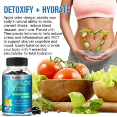 Keto + ACV Detox Capsules 20,000mg Apple Cider Vinegar Weight Loss Fat Burn