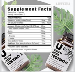UMZU Testro-X Men’s Supplement – 90 Capsules – Boosts Energy & Muscle Recovery