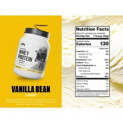 Grass Fed Whey Protein Powder Natural Vanilla Bean 24g Protein 1.48LB No
