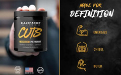 BLACKMARKET LABS CUTS Thermogenic Pre-Workout Aesthetic Defined Confident 30 Srv