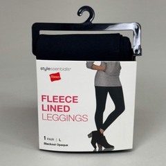 HANES (2 PACK) Style Essentials Fleece Lined Leggings Womens Sz L Blackout 28466
