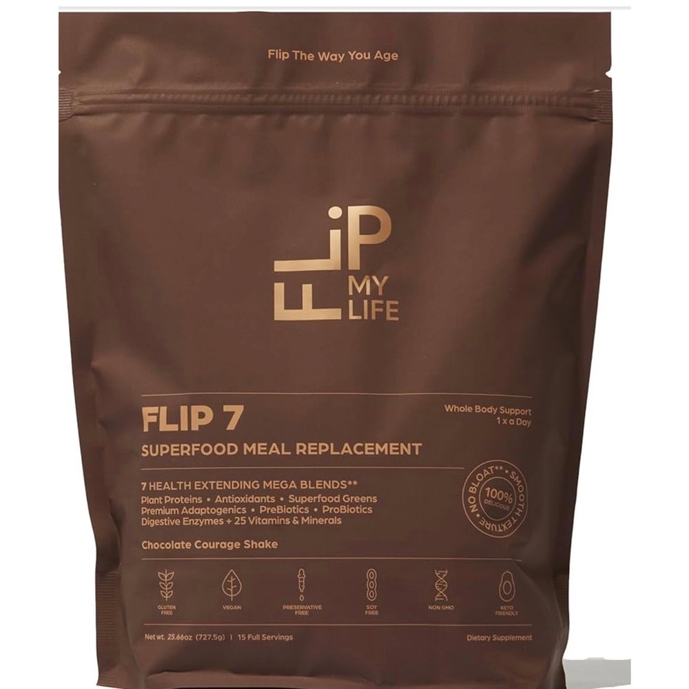 Flip 7 Superfood Meal Replacement Chocolate Courage 15 Serving Vegan Protein New