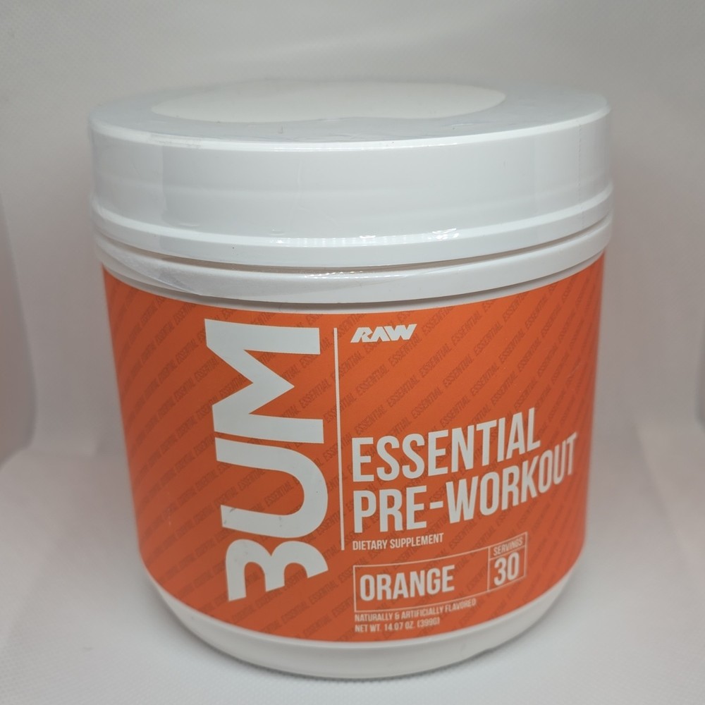 RAW Pre-Workout Powder Orange L-Citrulline Beta Alanine Vitamin B12 14.07 oz