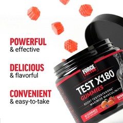 Force Factor Test X180 Gummies Testosterone 60 Count (Pack of 1), Black