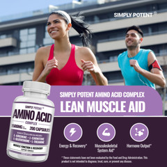 Amino Acid Complex 1500mg 200 Capsules – 13 Aminos with L-Arginine L-Glutathione
