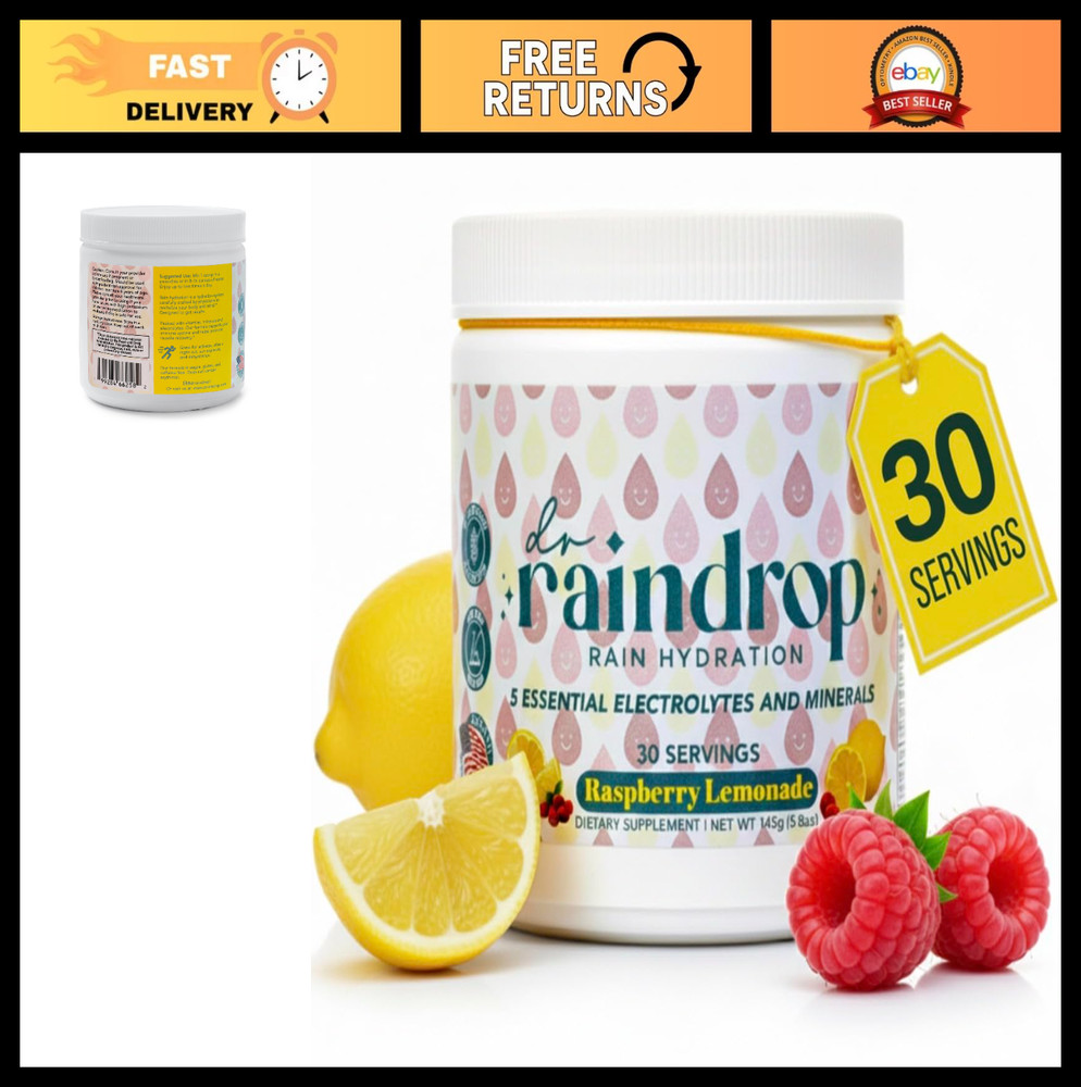 Electrolyte Powder Drink Mix – Raspberry Lemonade, Sugar-Free, Gluten-Free, Spor
