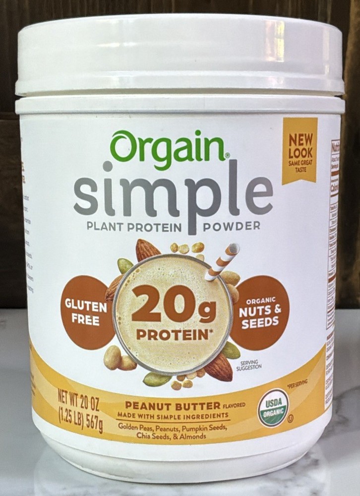 Orgain Simple Plant Protein Powder Organic Gluten-Free Peanut Butter 20 oz
