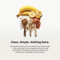 Organic Plant Protein Powder, Muscle Builder & Recovery Vegan Banana 30 Servings