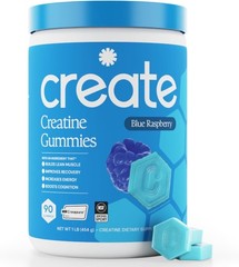 Create Creatine Gummies 1.5g Focus Strength Endurance Vegan Blue Raspberry 90ct