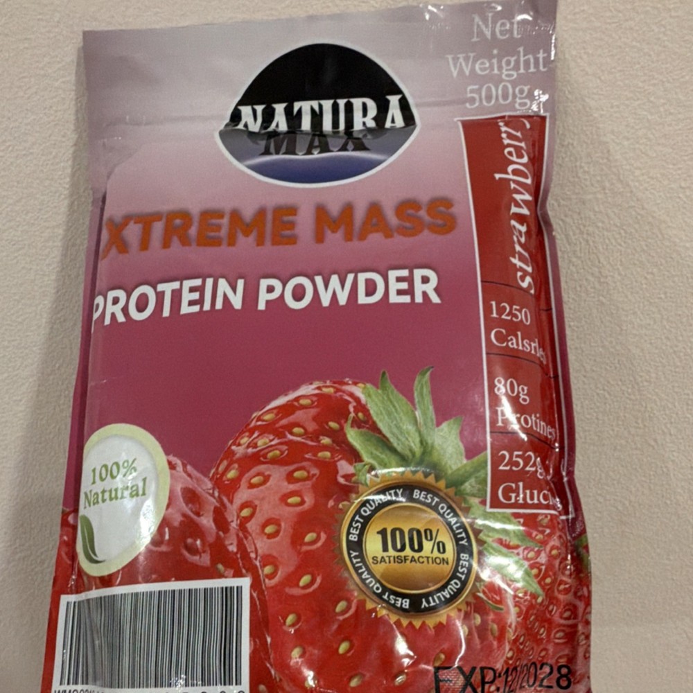 Natura Max Xtreme Mass High Protein 100% Natural Powder Strawberry 500g