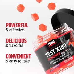 Force Factor Test X180 Gummies Testosterone 60 Count (Pack of 1), Black