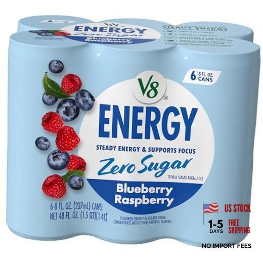Energy 8 fl. oz. Can (6 Pack of 6 (8 Fl Oz) Zero Sugar Blueberry Raspberry