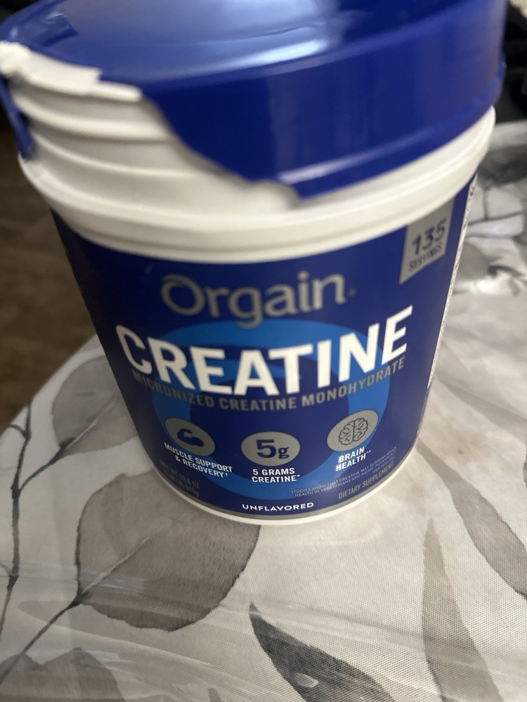 Orgain Creatine Monohydrate Powder Unflavored 23OZ 135 Servings Crack Top-SEALED