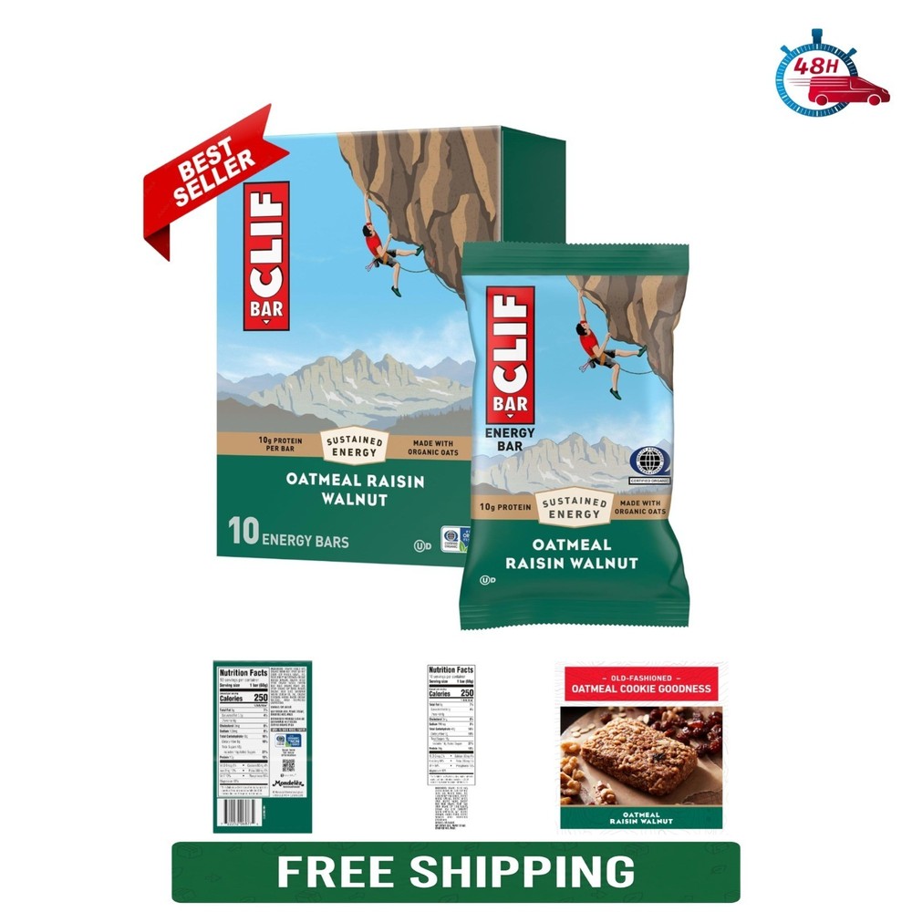 CLIF BAR Energy Protein Bars Oatmeal Raisin Walnut 10 Pack