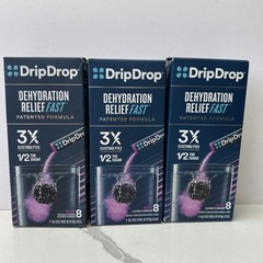 DripDrop Dehydration Relief Fast 3 Boxes = 24 Berry Electrolyte Sticks EX 06/26+