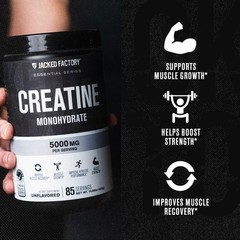 Jacked Factory Creatine Monohydrate Powder 85 Servings (Pack of 1), No Color