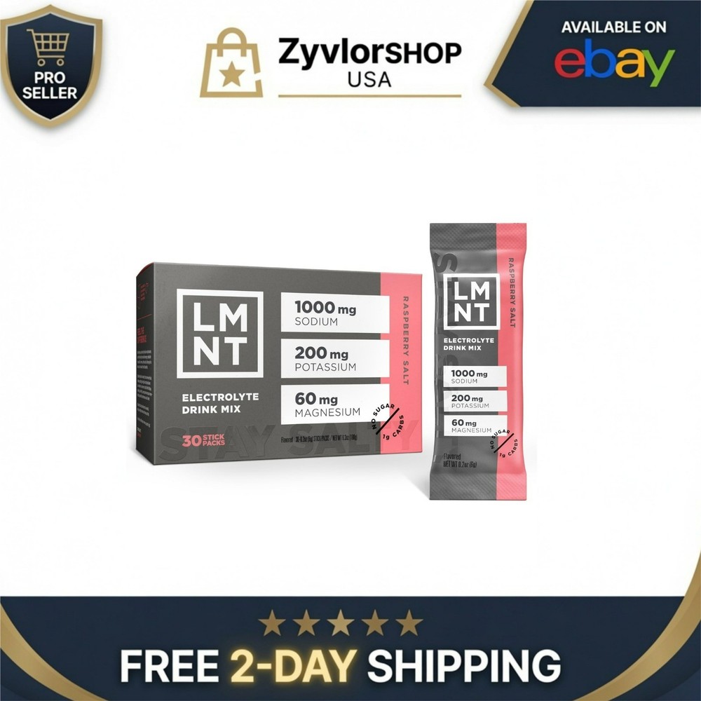 LMNT Zero Sugar Electrolytes Drink Mix – Raspberry Salt | 30 Count