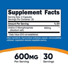 Nutricost Uridine Monophosphate 60 Capsules, 600 mg per Serving