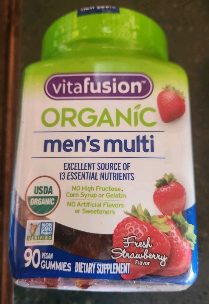 Vitafusion Men’s Multivitamin Organic Gummies Strawberry Flavor 90ct
