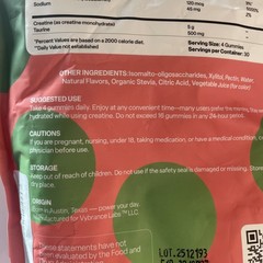 Vybrance Labs Creatine Monohydrate Gummies Watermelon 30 Servings Sugar-Free Gl…