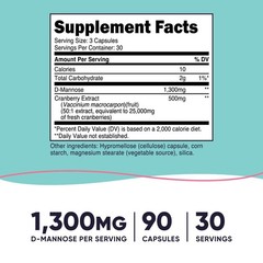 Nutricost D-Mannose with Cranberry Extract for Women 1300mg 90 capsules
