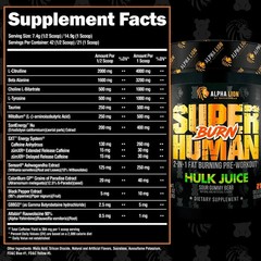 Alpha Lion SuperHuman Burn Hulk Juice – Sour Gummy Bear 10.96 oz (Pack of 2)