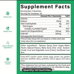 Ashwaganda Ksm-66 Gummies Berry 🫐 Flavor I Month Supply Cortisol Reduction