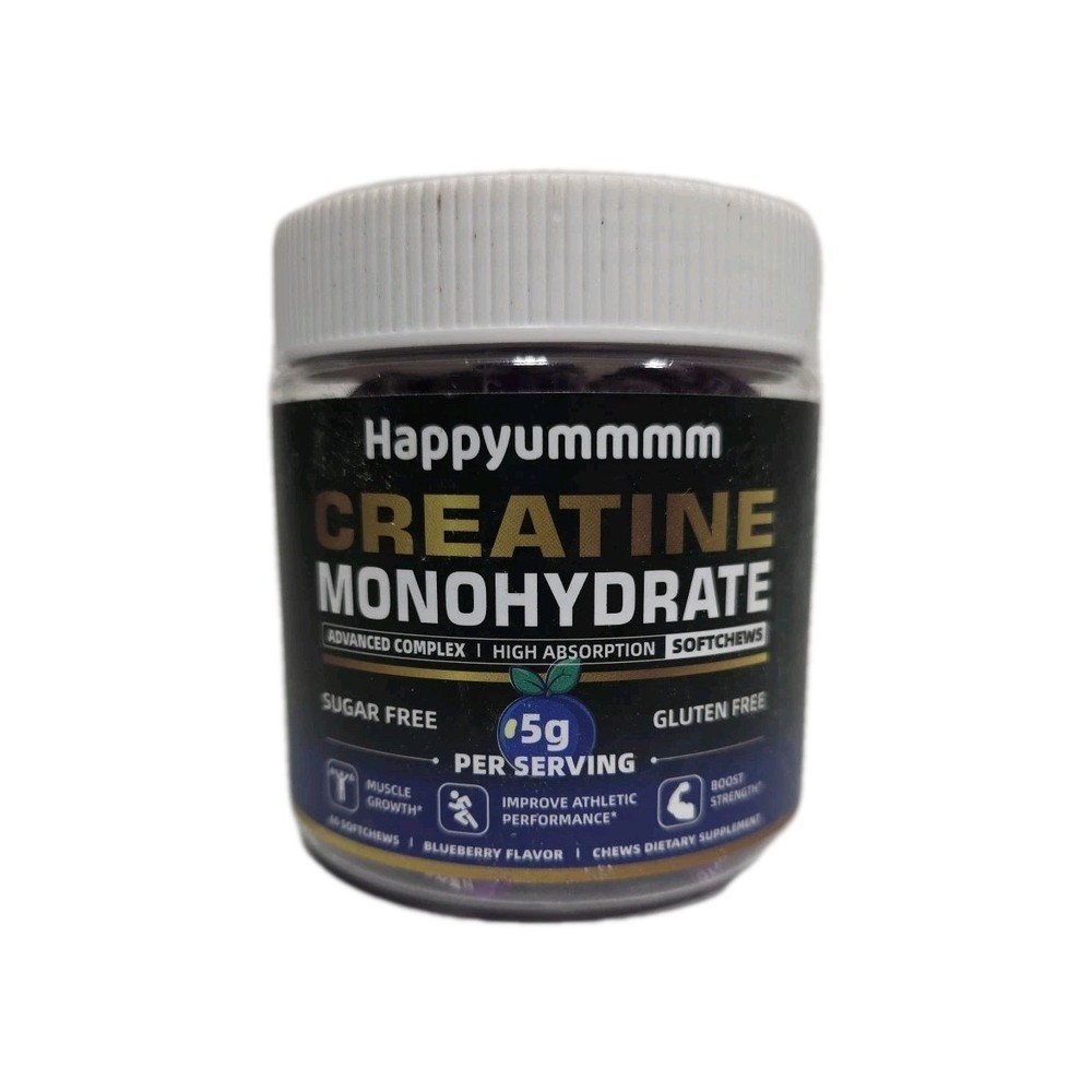 Happyummmm Creatine Monohydrate Softchews 60 Softchews, Blueberry, Exp. 03/2027