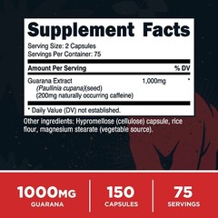 Primal Guarana (1000 MG Per Serving) (150 Capsules) – 200 MG Natural Caffeine