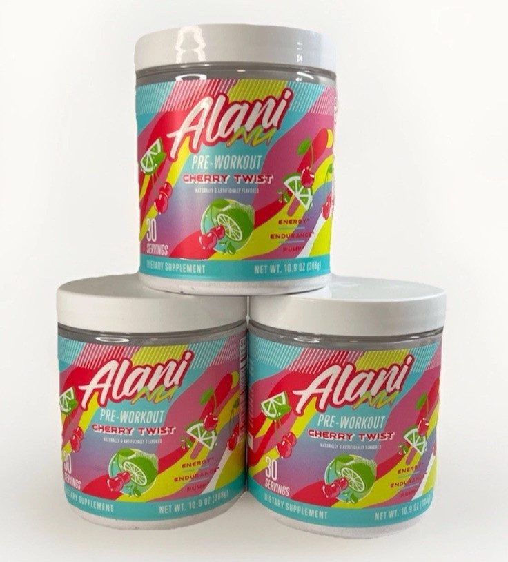 Alani Nu Pre Workout Powder Cherry Twist Sugar Free 200mg 3 Containers New