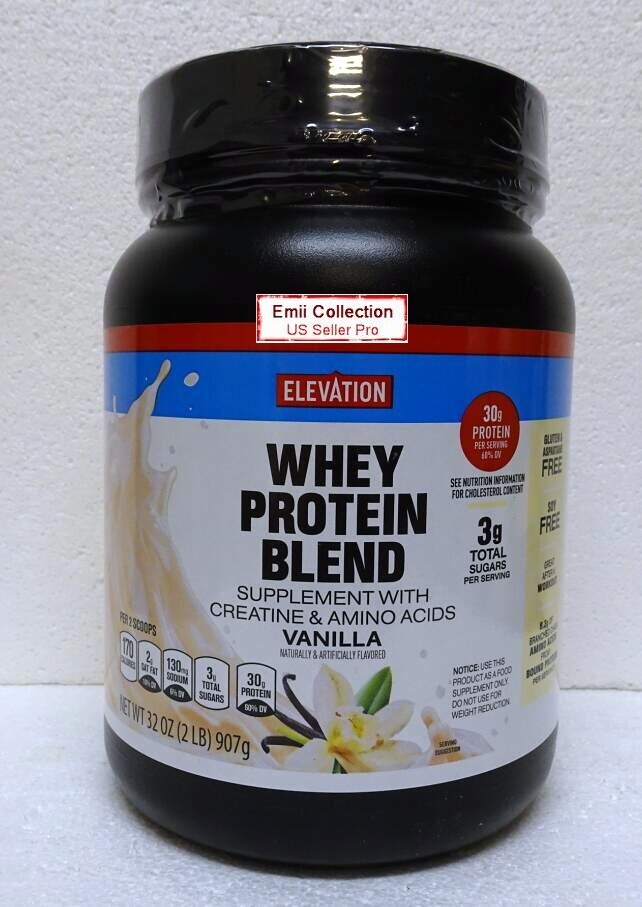 Elevation Whey Protein Blend Supplement Vanilla Flavor Sealed 32oz 907g