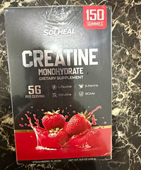 Solheal Creatine Monohydrate Gummies Strawberry 150ct 5g per Serving 15.9oz