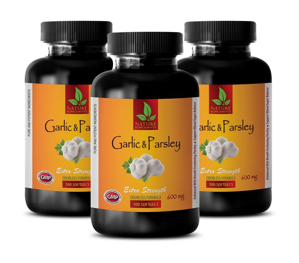 parsley capsules – ODORLESS GARLIC & PARSLEY – parsley oil – 3 Bottles